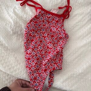 Cat and Jack 4T Red white and blue Floral One-Piece Swimsuit